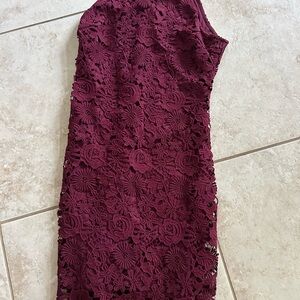 Lulu's Red One Shoulder Sheath Dress